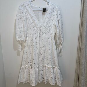 Taylor White‎ Cotton Eyelet Midi Dress Size 2